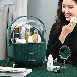 SOGA Green Cosmetic Jewelry Storage Organiser Set Makeup Brush Lipstick Skincare Holder Jewelry Storage Box with Handle