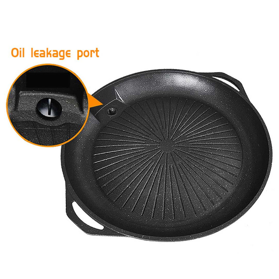 SOGA Non Stick Stone Coated Korean BBQ Grill Plate Round