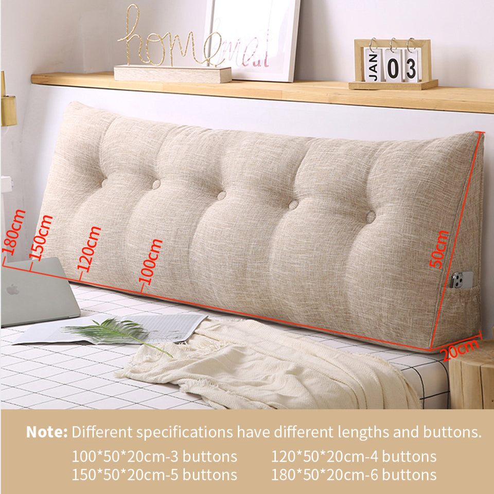 SOGA 4X 150cm Beige Triangular Wedge Bed Pillow Headboard Backrest Bedside Tatami Cushion Home Decor