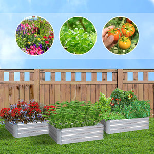 SOGA 120cm Rectangle Galvanised Raised Garden Bed Vegetable Herb Flower Outdoor Planter Box