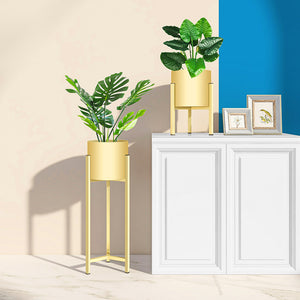 SOGA 4X 75cm Gold Metal Plant Stand with Flower Pot Holder Corner Shelving Rack Indoor Display