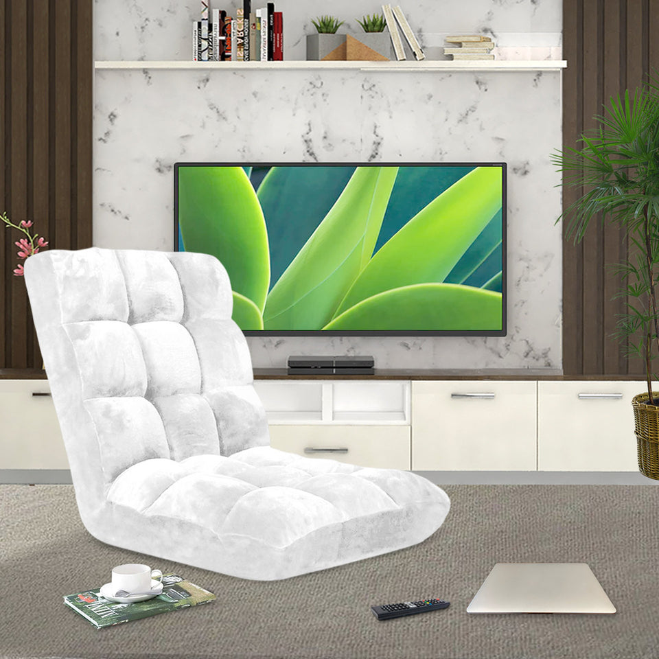 SOGA Floor Recliner Folding Lounge Sofa Futon Couch Folding Chair Cushion White x4