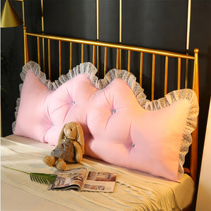 SOGA 2X 150cm Pink Princess Bed Pillow Headboard Backrest Bedside Tatami Sofa Cushion with Ruffle Lace Home Decor