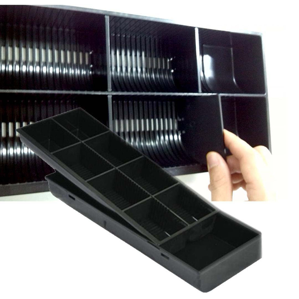 SOGA 2X 4 Bills 8 Coins Spare Cash Tray Black Heavy Duty
