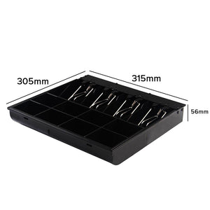 SOGA Black Heavy Duty Cash Drawer Electronic 4 Bills 8 Coins Cheque Slot Tray Pos 350