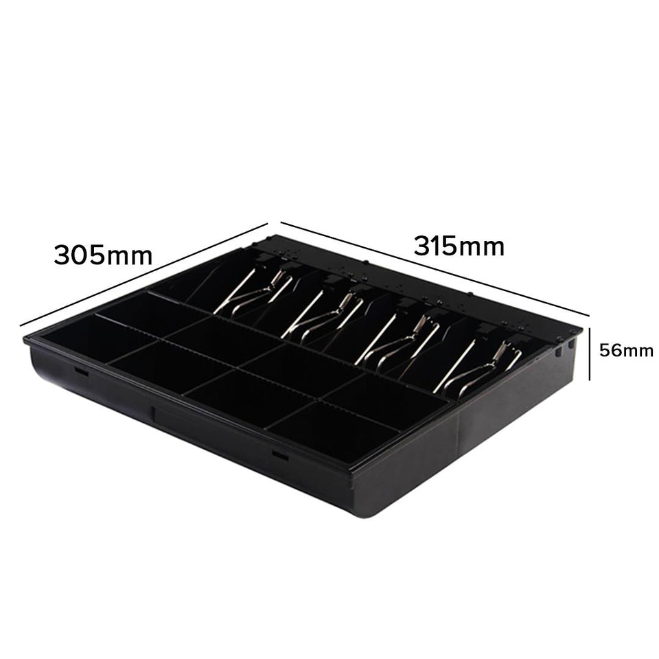 SOGA Black Heavy Duty Cash Drawer Electronic 4 Bills 8 Coins Cheque Slot Tray Pos 350