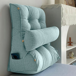 SOGA 45cm Green Triangular Wedge Lumbar Pillow Headboard Backrest Sofa Bed Cushion Home Decor