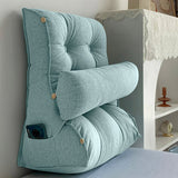 SOGA 45cm Green Triangular Wedge Lumbar Pillow Headboard Backrest Sofa Bed Cushion Home Decor