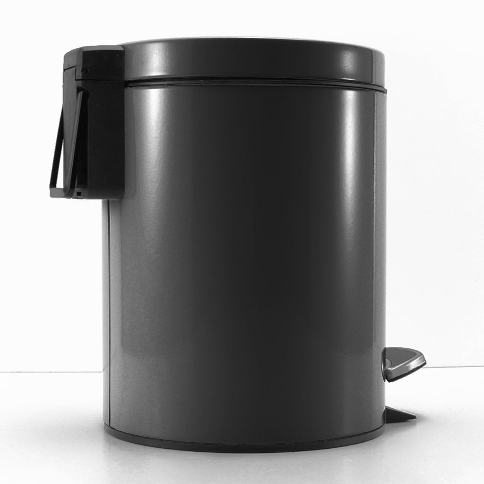 SOGA 2X Foot Pedal Stainless Steel Rubbish Recycling Garbage Waste Trash Bin Round 12L Black