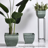 SOGA 32cm Green Grey Square Resin Plant Flower Pot in Cement Pattern Planter Cachepot for Indoor Home Office