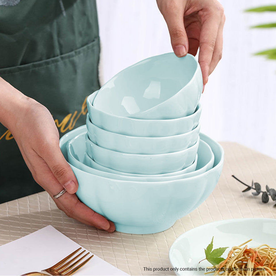 SOGA Light Blue Japanese Style Ceramic Dinnerware Crockery Soup Bowl Plate Server Kitchen Home Decor Set of 6
