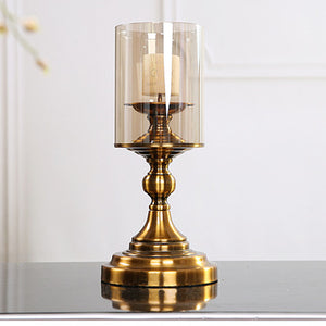 SOGA 33.5cm Gold Nordic Deluxe Candlestick Candle Holder Stand Pillar Glass /Iron