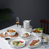 SOGA Diamond Pattern Ceramic Dinnerware Crockery Soup Bowl Plate Server Kitchen Home Decor Set of 22