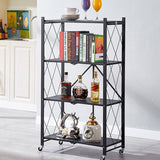 SOGA 2X 4 Tier Steel Foldable Kitchen Cart Multi-Functional Shelves with Wheels