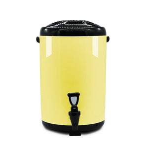 SOGA 8X 12L Stainless Steel Insulated Milk Tea Barrel Hot and Cold Beverage Dispenser Container with Faucet Yellow
