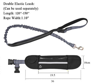 SOGA 2X Black Adjustable Hands-Free Pet Leash Bag Dog Lead Walking Running Jogging Pet Essentials