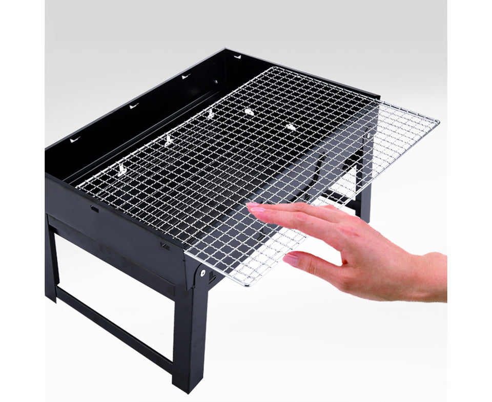 SOGA 2X 43cm Portable Folding Thick Box-Type Charcoal Grill for Outdoor BBQ Camping