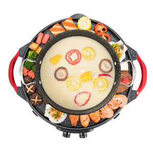 SOGA 2X 2 in 1 Electric Stone Coated Teppanyaki Grill Plate Steamboat Hotpot