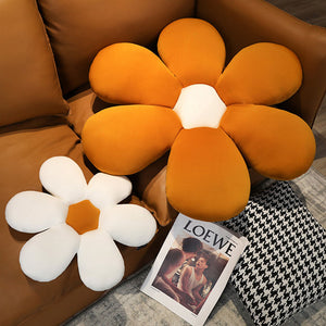 SOGA Coffee Daisy Flower Shape Cushion Soft Leaning Bedside Pad Floor Plush Pillow Home Decor