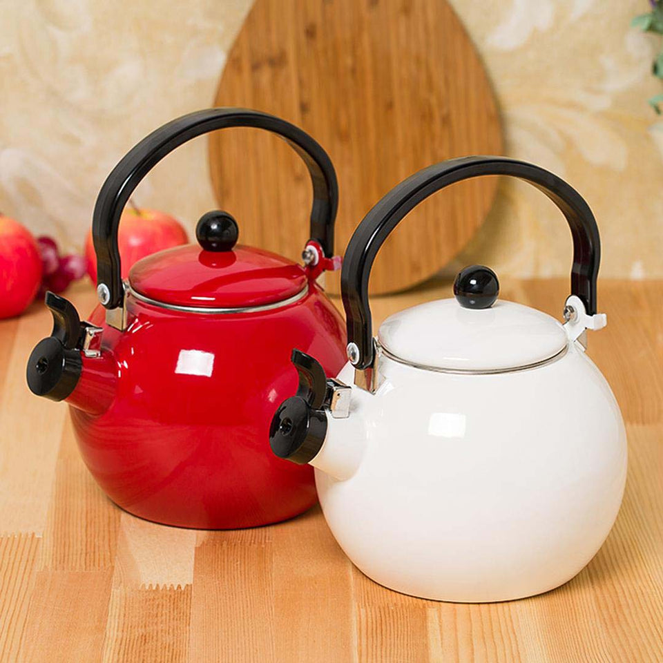SOGA 2X 2 Litre Ceramic Enameled Porcelain Kettle Kitchen White