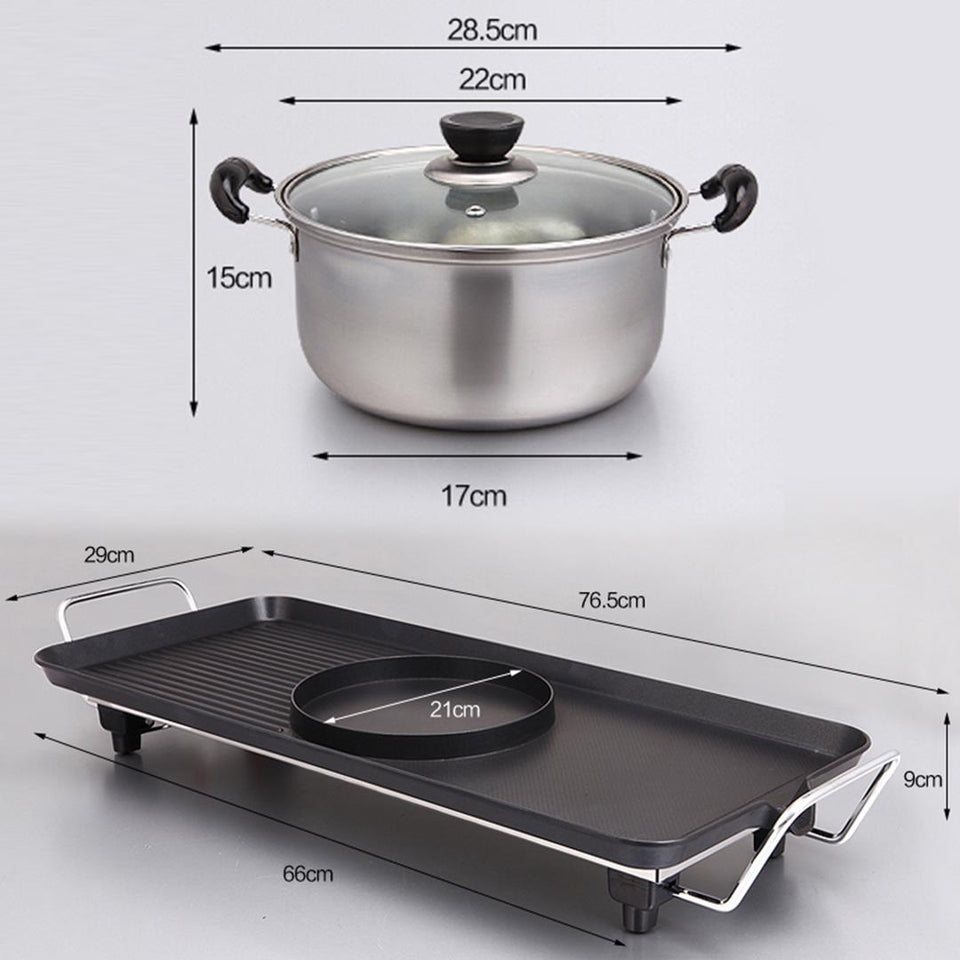 SOGA Electric Steamboat Asian Hot Pot Soup Maker Fondue Teppanyaki Hotpot Grill