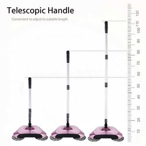 SOGA 2x Hand Push Sweeper Broom Lazy Auto Spin Household Cleaning No Electricity Purple
