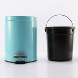 SOGA 2X Foot Pedal Stainless Steel Rubbish Recycling Garbage Waste Trash Bin Round 7L Blue