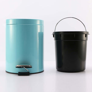SOGA 7L Modern Foot Pedal Trash Bin Waste Kitchen Bathroom Stainless Steel Round Blue