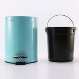 SOGA 7L Modern Foot Pedal Trash Bin Waste Kitchen Bathroom Stainless Steel Round Blue