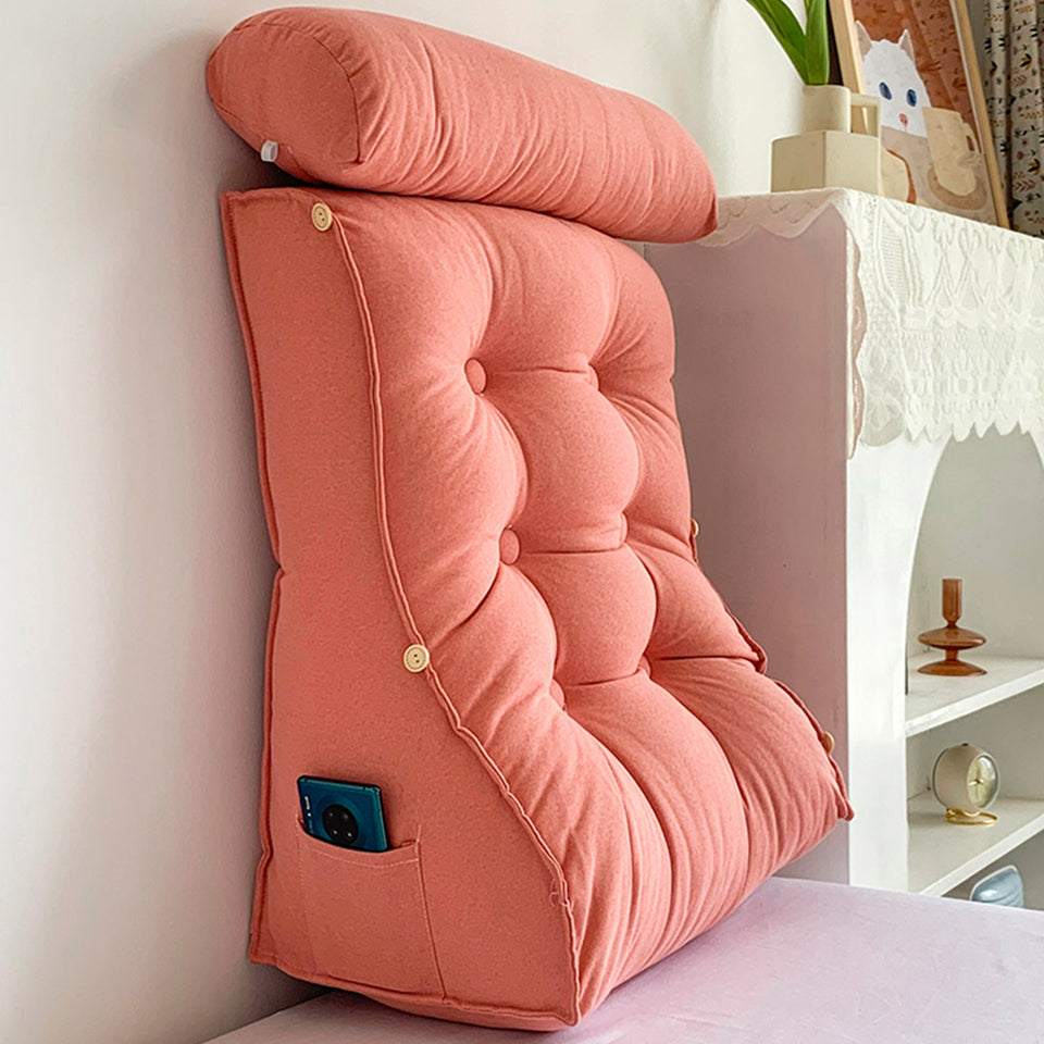 SOGA 2X 45cm Peach Triangular Wedge Lumbar Pillow Headboard Backrest Sofa Bed Cushion Home Decor