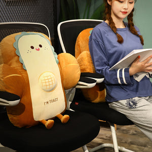 SOGA 48cm Cute Face Toast Bread Cushion Stuffed Car Seat Plush Cartoon Back Support Pillow Home Decor