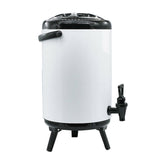 SOGA 2X 8L Stainless Steel Insulated Milk Tea Barrel Hot and Cold Beverage Dispenser Container with Faucet White