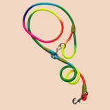 SOGA 220cm Multifunction Hands-Free Rope Pet Cat Dog Puppy Double Ended Leash for Walking Training Tracking Obedience Rainbow