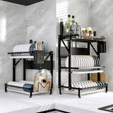 SOGA 2-Pack 3-Tier Steel Black Kitchen Drying Rack & Dish Drainer Organizer