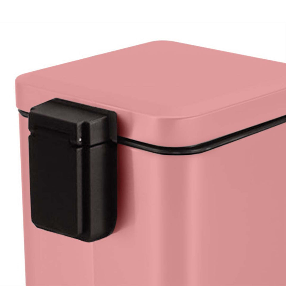 SOGA Foot Pedal Stainless Steel Rubbish Recycling Garbage Waste Trash Bin Square 6L Pink