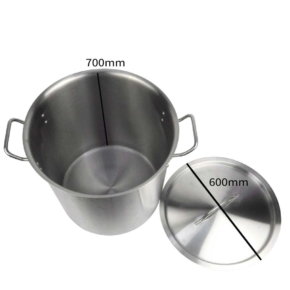 SOGA Stock Pot 198L Top Grade Thick Stainless Steel Stockpot 18/10 Without Lid