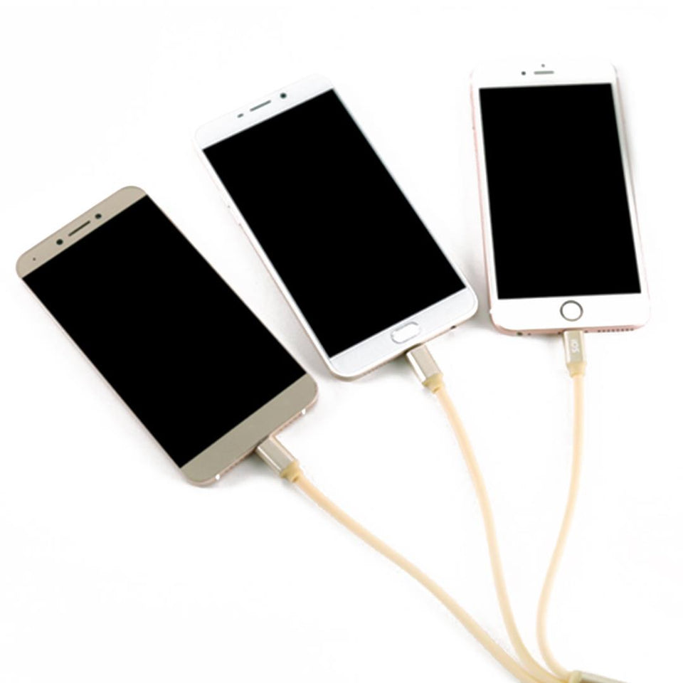 3 in 1 Micro Usb Lightning Type C Date Charge Sync Cable Rose Gold For iPhone Samsung