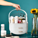 SOGA White Cosmetic Jewelry Storage Organiser Set Makeup Brush Lipstick Skincare Holder Jewelry Storage Box with Handle