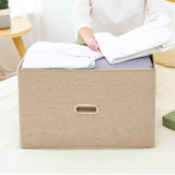 SOGA Beige Super Large Foldable Canvas Storage Box Cube Clothes Basket Organiser Home Decorative Box