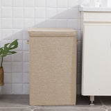 SOGA Beige Large Collapsible Laundry Hamper Storage Box Foldable Canvas Basket Home Organiser Decor