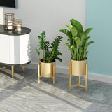 SOGA 30cm Gold Metal Plant Stand with Flower Pot Holder Corner Shelving Rack Indoor Display