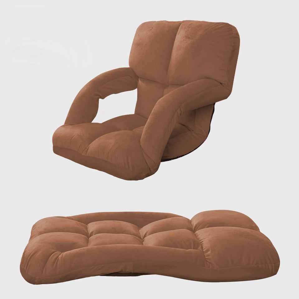 SOGA 4X Foldable Lounge Cushion Adjustable Floor Lazy Recliner Chair with Armrest Coffee