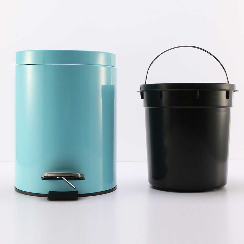 SOGA 2X Foot Pedal Stainless Steel Rubbish Recycling Garbage Waste Trash Bin Round 12L Blue