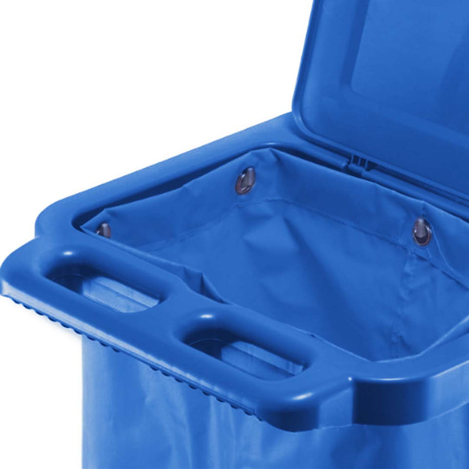 SOGA 2X 3 Tier Multifunction Janitor Cleaning Waste Cart Trolley and Waterproof Bag with Lid Blue