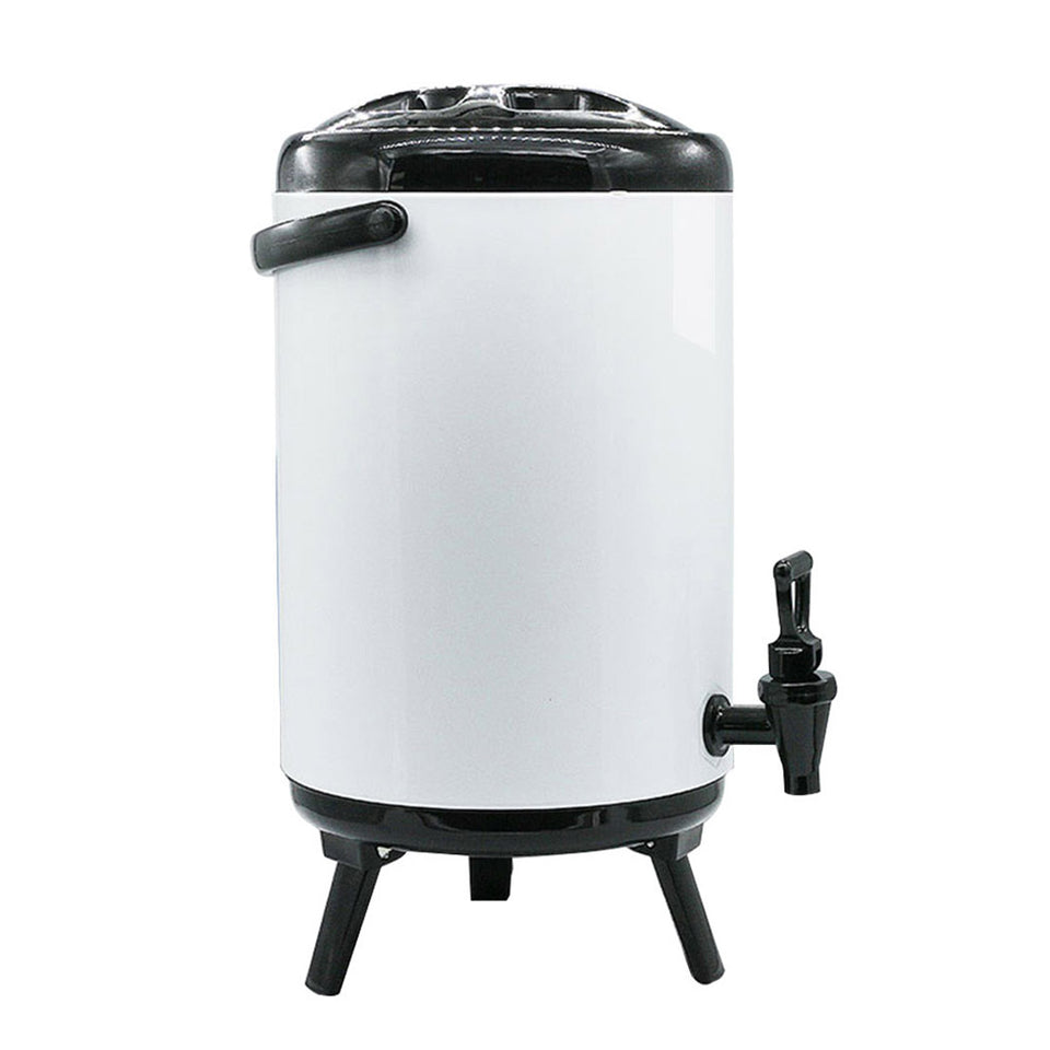 SOGA 8X 8L Stainless Steel Insulated Milk Tea Barrel Hot and Cold Beverage Dispenser Container with Faucet White