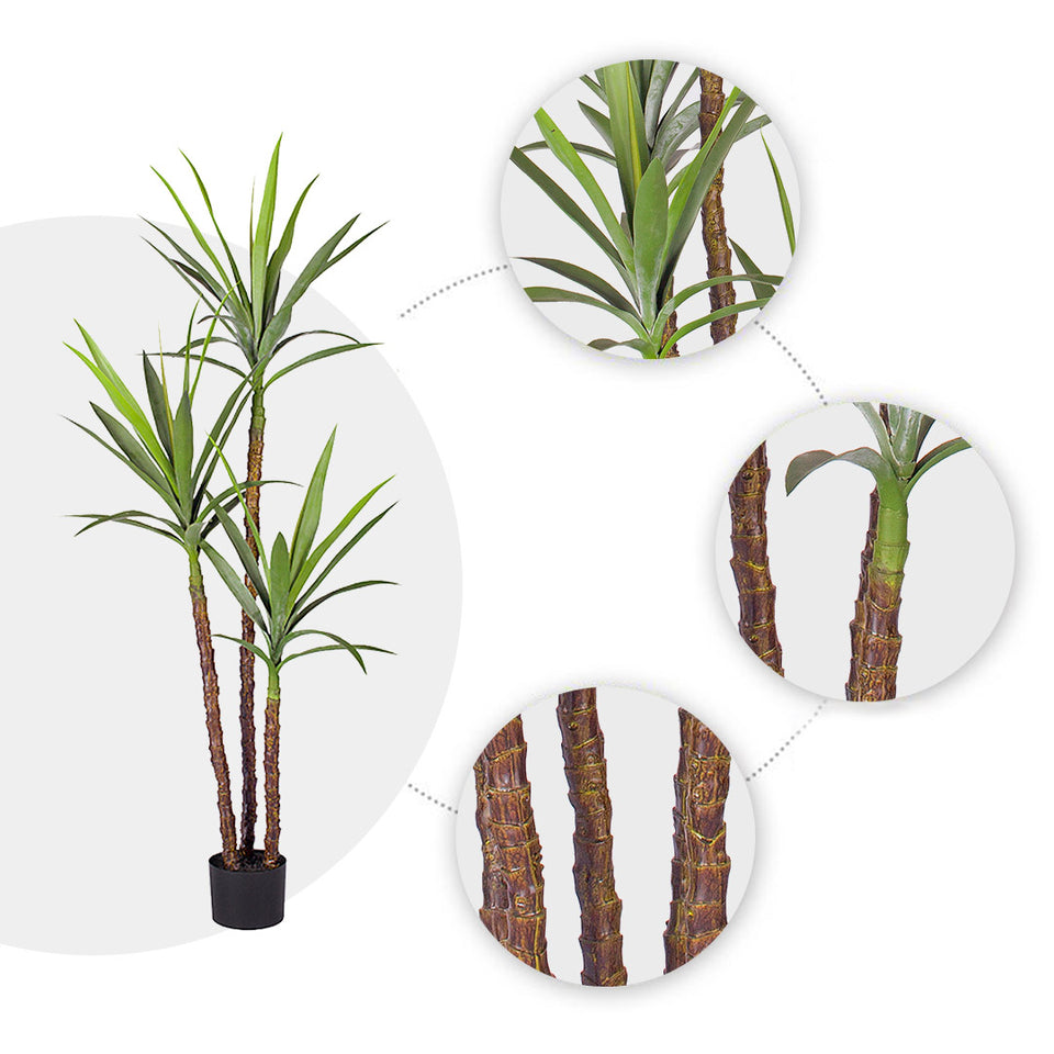 SOGA 4X 150cm Artificial Natural Green Dracaena Yucca Tree Fake Tropical Indoor Plant Home Office Decor