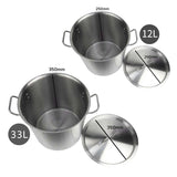 SOGA Stock Pot 12L 33L Top Grade Thick Stainless Steel Stockpot 18/10
