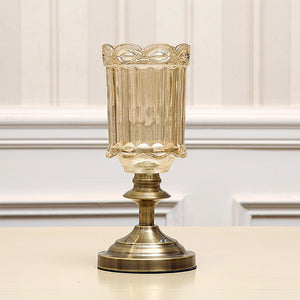 SOGA 28cm Transparent Glass Flower Vase with Metal Base Filler Vase
