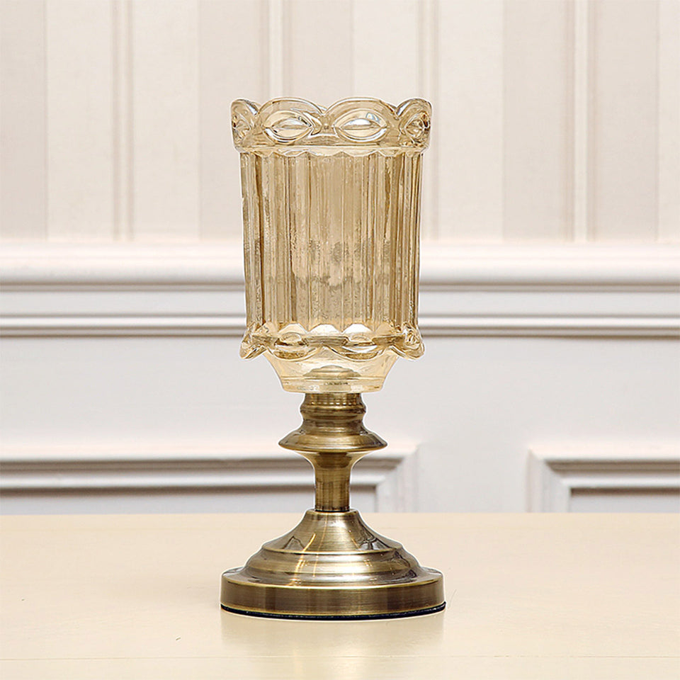 SOGA 28cm Transparent Glass Flower Vase with Metal Base Filler Vase