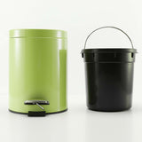 SOGA Foot Pedal Stainless Steel Rubbish Recycling Garbage Waste Trash Bin Round 7L Green